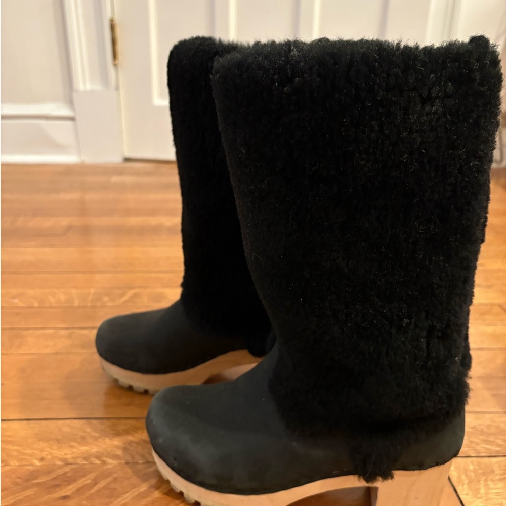 No. 6 Black Shearling Mid-Calf Winter Boots